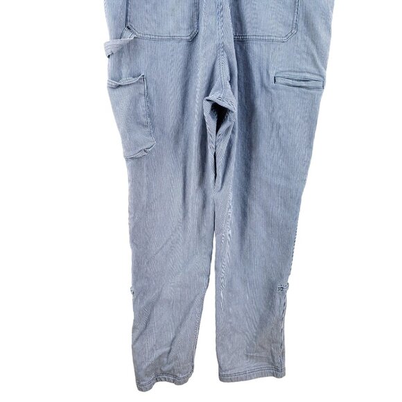 Duluth Trading Co. Rootstock Womens Size Lx33 Blue & White Striped Denim Overall - Picture 3 of 10